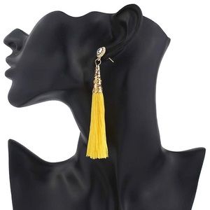 Yellow long tassel earrings